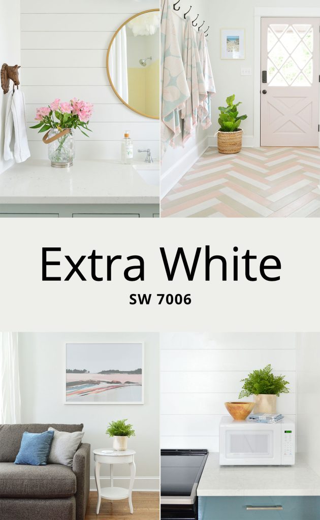 Sherwin Williams Extra White SW 7006 Photo Collage In Several Spaces