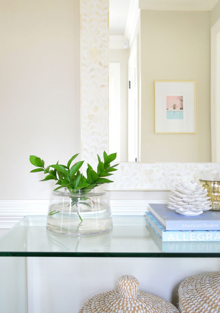 Detail of Edgecomb Gray Entryway With Mirror And Plant