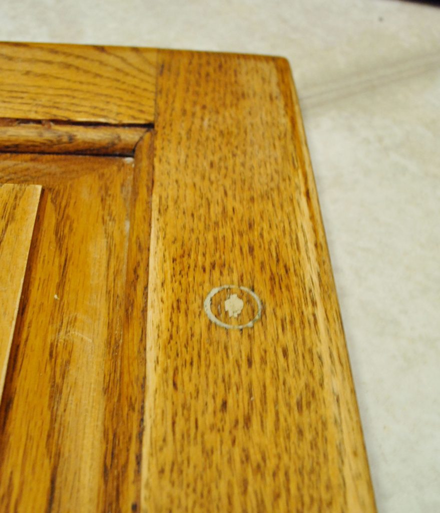 Cabinet Hardware Hole Filled In With Wood Filler