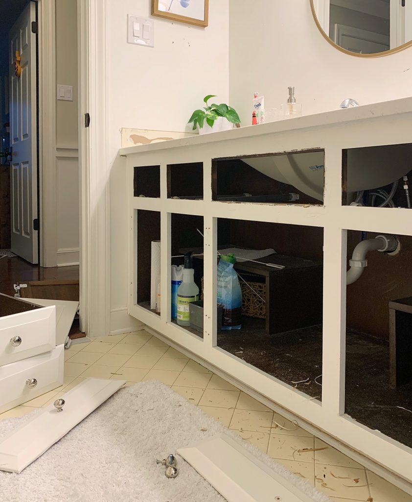 Kids Hall Bathroom Cabinets Ripped Off