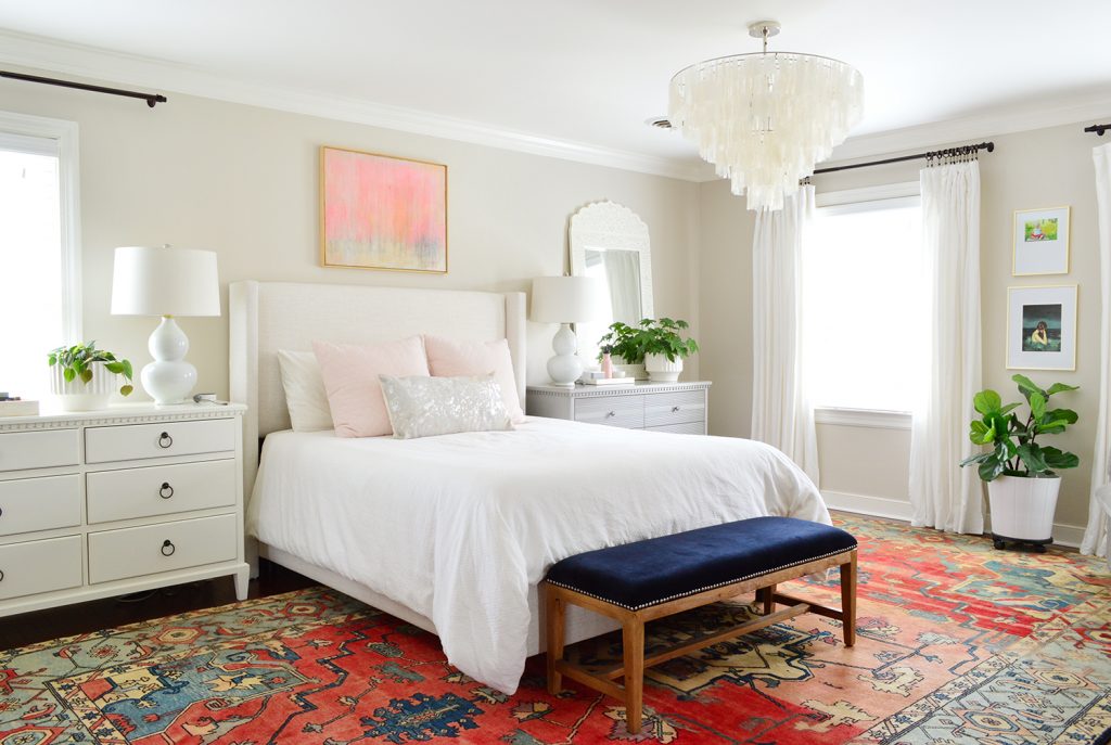 Former Bedroom With Traditional Rug And Curtains On Windows