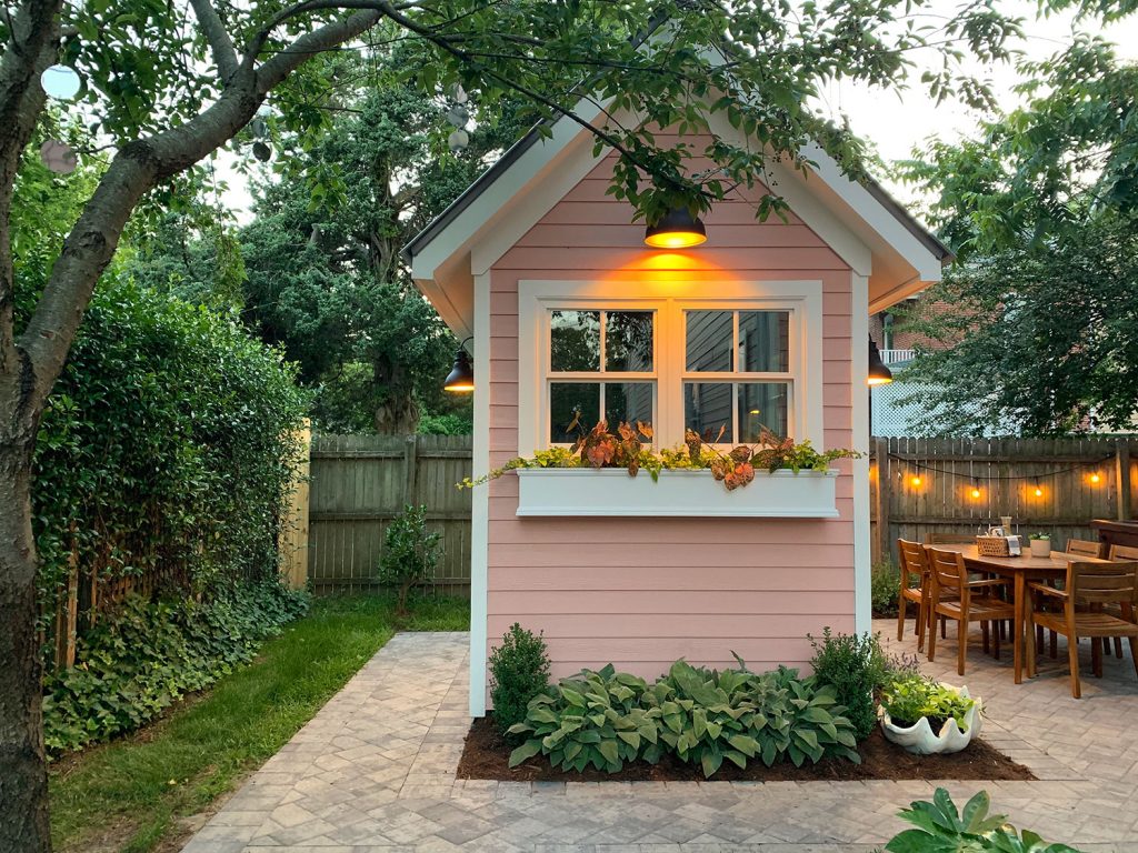 Beach House Backyard Lights Straight On Shed